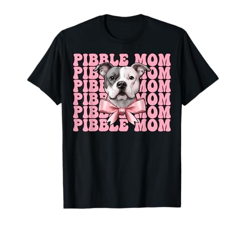 Pibble Mom Pitbull Mom Mama Hund Muttertag Kokette Schleife T-Shirt Pibble Mom Pitbull Mom Mama Hund Muttertag Kokette Schleife T-Shirt von Womens Pink Coquette Bow Pitbull Dog Gifts