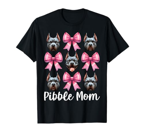 Pibble Mom Pitbull Mom Mama Hund Muttertag Kokette Schleife T-Shirt Pibble Mom Pitbull Mom Mama Hund Muttertag Kokette Schleife T-Shirt von Womens Pink Coquette Bow Pitbull Dog Gifts