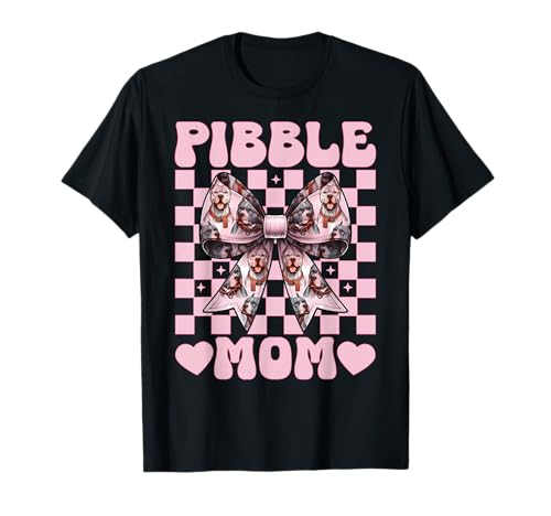 Pibble Mom Pitbull Mom Mama Hund Muttertag Kokette Schleife T-Shirt von Womens Pink Coquette Bow Pitbull Dog Gifts