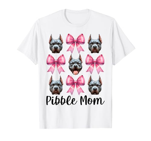 Pibble Mom Pitbull Mom Mama Hund Muttertag Kokette Schleife T-Shirt Pibble Mom Pitbull Mom Mama Hund Muttertag Kokette Schleife T-Shirt von Womens Pink Coquette Bow Pitbull Dog Gifts