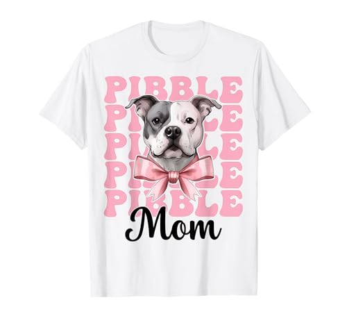 Pibble Mom Pitbull Mom Mama Hund Muttertag Kokette Schleife T-Shirt von Womens Pink Coquette Bow Pitbull Dog Gifts