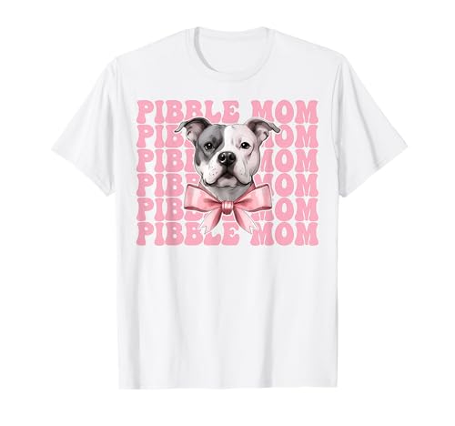 Pibble Mom Pitbull Mom Mama Hund Muttertag Kokette Schleife T-Shirt Pibble Mom Pitbull Mom Mama Hund Muttertag Kokette Schleife T-Shirt von Womens Pink Coquette Bow Pitbull Dog Gifts