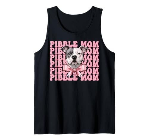 Pibble Mom Pitbull Mom Mama Hund Muttertag Kokette Schleife Tank Top von Womens Pink Coquette Bow Pitbull Dog Gifts