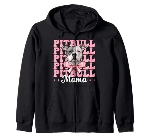 Pitbull Mama Pitbull Mom Hund Muttertag Kokette Schleife Kapuzenjacke Pitbull Mama Pitbull Mom Hund Muttertag Kokette Schleife Kapuzenjacke von Womens Pink Coquette Bow Pitbull Dog Gifts