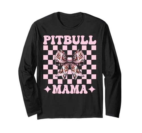 Pitbull Mama Pitbull Mom Hund Muttertag Kokette Schleife Langarmshirt von Womens Pink Coquette Bow Pitbull Dog Gifts