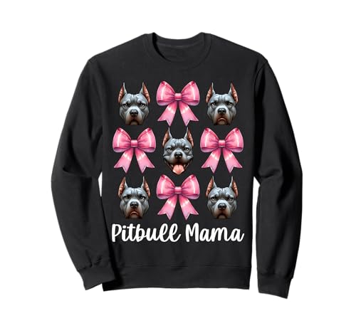 Pitbull Mama Pitbull Mom Hund Muttertag Kokette Schleife Sweatshirt Pitbull Mama Pitbull Mom Hund Muttertag Kokette Schleife Sweatshirt von Womens Pink Coquette Bow Pitbull Dog Gifts