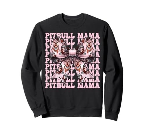 Pitbull Mama Pitbull Mom Hund Muttertag Kokette Schleife Sweatshirt von Womens Pink Coquette Bow Pitbull Dog Gifts