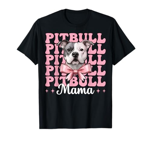 Pitbull Mama Pitbull Mom Hund Muttertag Kokette Schleife T-Shirt von Womens Pink Coquette Bow Pitbull Dog Gifts