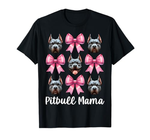 Pitbull Mama Pitbull Mom Hund Muttertag Kokette Schleife T-Shirt von Womens Pink Coquette Bow Pitbull Dog Gifts