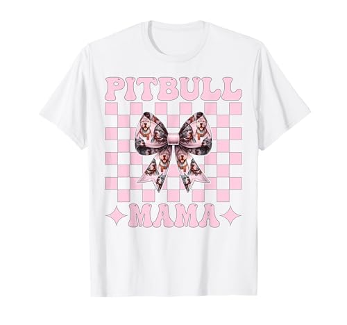 Pitbull Mama Pitbull Mom Hund Muttertag Kokette Schleife T-Shirt von Womens Pink Coquette Bow Pitbull Dog Gifts