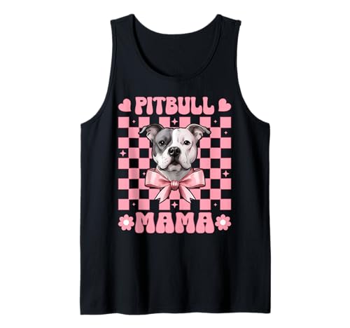 Pitbull Mama Pitbull Mom Hund Muttertag Kokette Schleife Tank Top von Womens Pink Coquette Bow Pitbull Dog Gifts