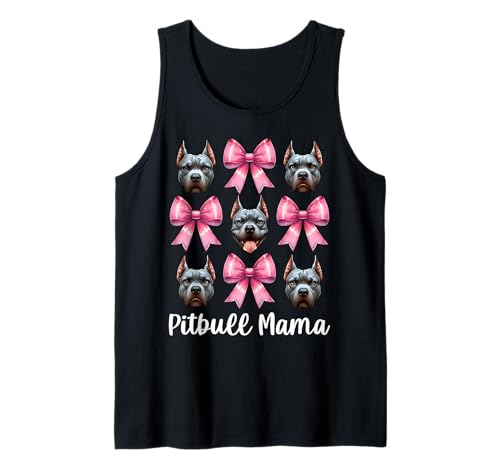 Pitbull Mama Pitbull Mom Hund Muttertag Kokette Schleife Tank Top von Womens Pink Coquette Bow Pitbull Dog Gifts