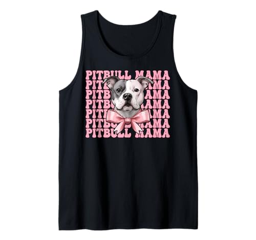 Pitbull Mama Pitbull Mom Hund Muttertag Kokette Schleife Tank Top von Womens Pink Coquette Bow Pitbull Dog Gifts