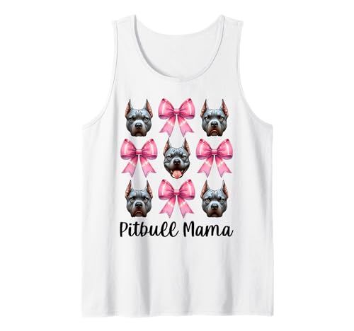 Pitbull Mama Pitbull Mom Hund Muttertag Kokette Schleife Tank Top von Womens Pink Coquette Bow Pitbull Dog Gifts
