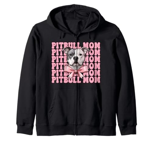 Pitbull Mom Pitbull Mama Hund Muttertag Kokette Schleife Kapuzenjacke Pitbull Mom Pitbull Mama Hund Muttertag Kokette Schleife Kapuzenjacke von Womens Pink Coquette Bow Pitbull Dog Gifts