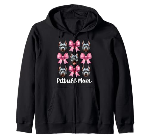 Pitbull Mom Pitbull Mama Hund Muttertag Kokette Schleife Kapuzenjacke Pitbull Mom Pitbull Mama Hund Muttertag Kokette Schleife Kapuzenjacke von Womens Pink Coquette Bow Pitbull Dog Gifts