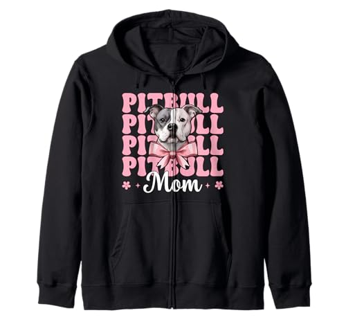 Pitbull Mom Pitbull Mama Hund Muttertag Kokette Schleife Kapuzenjacke Pitbull Mom Pitbull Mama Hund Muttertag Kokette Schleife Kapuzenjacke von Womens Pink Coquette Bow Pitbull Dog Gifts