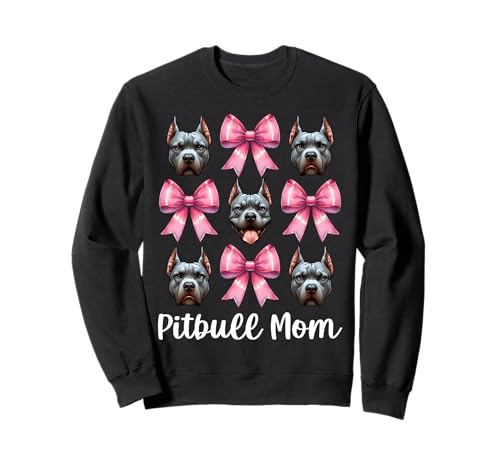 Pitbull Mom Pitbull Mama Hund Muttertag Kokette Schleife Sweatshirt von Womens Pink Coquette Bow Pitbull Dog Gifts