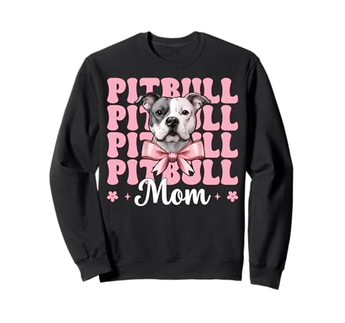 Pitbull Mom Pitbull Mama Hund Muttertag Kokette Schleife Sweatshirt Pitbull Mom Pitbull Mama Hund Muttertag Kokette Schleife Sweatshirt von Womens Pink Coquette Bow Pitbull Dog Gifts