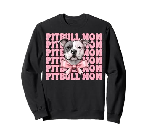Pitbull Mom Pitbull Mama Hund Muttertag Kokette Schleife Sweatshirt Pitbull Mom Pitbull Mama Hund Muttertag Kokette Schleife Sweatshirt von Womens Pink Coquette Bow Pitbull Dog Gifts