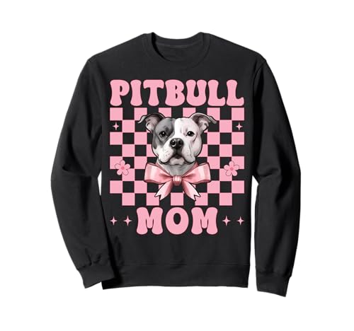 Pitbull Mom Pitbull Mama Hund Muttertag Kokette Schleife Sweatshirt von Womens Pink Coquette Bow Pitbull Dog Gifts