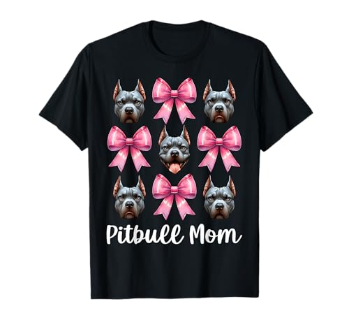 Pitbull Mom Pitbull Mama Hund Muttertag Kokette Schleife T-Shirt Pitbull Mom Pitbull Mama Hund Muttertag Kokette Schleife T-Shirt von Womens Pink Coquette Bow Pitbull Dog Gifts