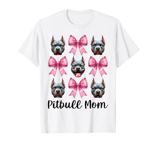 Pitbull Mom Pitbull Mama Hund Muttertag Kokette Schleife T-Shirt von Womens Pink Coquette Bow Pitbull Dog Gifts