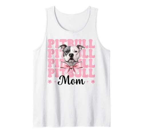 Pitbull Mom Pitbull Mama Hund Muttertag Kokette Schleife Tank Top von Womens Pink Coquette Bow Pitbull Dog Gifts
