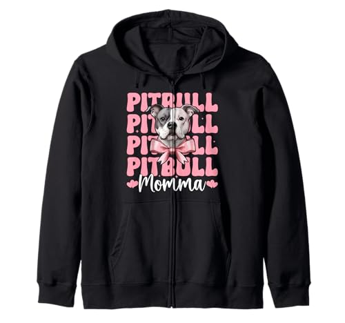 Pitbull Momma Pitbull Mama Mama Hund Muttertag Kokette Schleife Kapuzenjacke Pitbull Momma Pitbull Mama Mama Hund Muttertag Kokette Schleife Kapuzenjacke von Womens Pink Coquette Bow Pitbull Dog Gifts