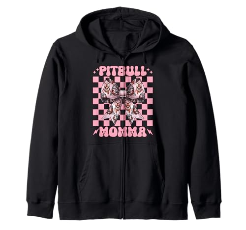 Pitbull Momma Pitbull Mama Mama Hund Muttertag Kokette Schleife Kapuzenjacke von Womens Pink Coquette Bow Pitbull Dog Gifts