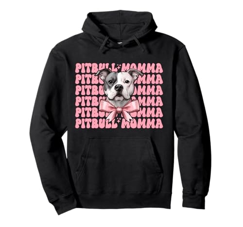 Pitbull Momma Pitbull Mama Mama Hund Muttertag Kokette Schleife Pullover Hoodie Pitbull Momma Pitbull Mama Mama Hund Muttertag Kokette Schleife Pullover Hoodie von Womens Pink Coquette Bow Pitbull Dog Gifts
