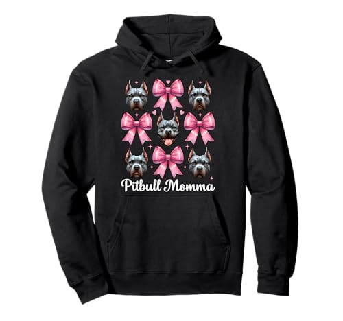 Pitbull Momma Pitbull Mama Mama Hund Muttertag Kokette Schleife Pullover Hoodie von Womens Pink Coquette Bow Pitbull Dog Gifts