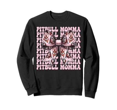 Pitbull Momma Pitbull Mama Mama Hund Muttertag Kokette Schleife Sweatshirt Pitbull Momma Pitbull Mama Mama Hund Muttertag Kokette Schleife Sweatshirt von Womens Pink Coquette Bow Pitbull Dog Gifts