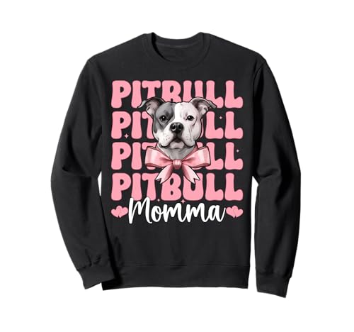 Pitbull Momma Pitbull Mama Mama Hund Muttertag Kokette Schleife Sweatshirt Pitbull Momma Pitbull Mama Mama Hund Muttertag Kokette Schleife Sweatshirt von Womens Pink Coquette Bow Pitbull Dog Gifts