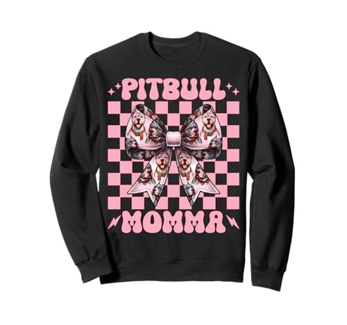 Pitbull Momma Pitbull Mama Mama Hund Muttertag Kokette Schleife Sweatshirt von Womens Pink Coquette Bow Pitbull Dog Gifts