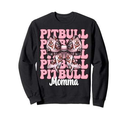 Pitbull Momma Pitbull Mama Mama Hund Muttertag Kokette Schleife Sweatshirt Pitbull Momma Pitbull Mama Mama Hund Muttertag Kokette Schleife Sweatshirt von Womens Pink Coquette Bow Pitbull Dog Gifts