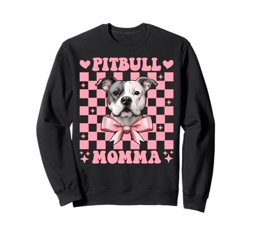 Pitbull Momma Pitbull Mama Mama Hund Muttertag Kokette Schleife Sweatshirt Pitbull Momma Pitbull Mama Mama Hund Muttertag Kokette Schleife Sweatshirt von Womens Pink Coquette Bow Pitbull Dog Gifts