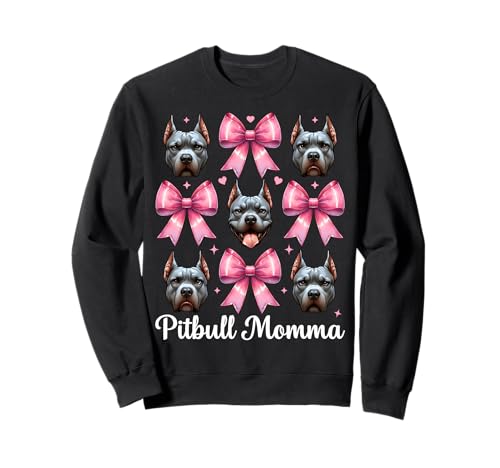 Pitbull Momma Pitbull Mama Mama Hund Muttertag Kokette Schleife Sweatshirt Pitbull Momma Pitbull Mama Mama Hund Muttertag Kokette Schleife Sweatshirt von Womens Pink Coquette Bow Pitbull Dog Gifts