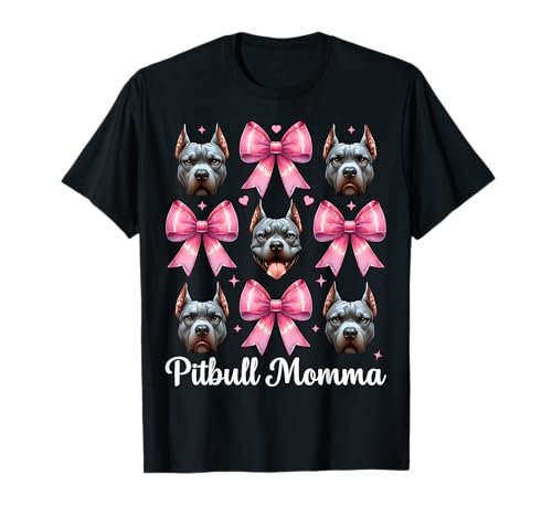 Pitbull Momma Pitbull Mama Mama Hund Muttertag Kokette Schleife T-Shirt von Womens Pink Coquette Bow Pitbull Dog Gifts