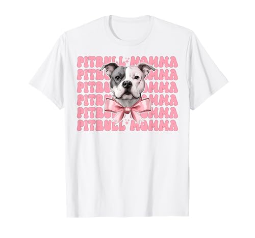 Pitbull Momma Pitbull Mama Mama Hund Muttertag Kokette Schleife T-Shirt Pitbull Momma Pitbull Mama Mama Hund Muttertag Kokette Schleife T-Shirt von Womens Pink Coquette Bow Pitbull Dog Gifts