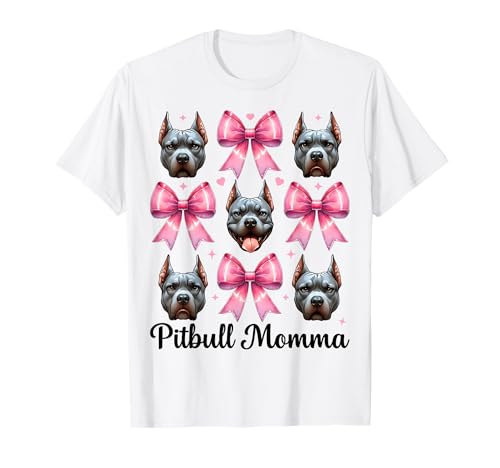 Pitbull Momma Pitbull Mama Mama Hund Muttertag Kokette Schleife T-Shirt Pitbull Momma Pitbull Mama Mama Hund Muttertag Kokette Schleife T-Shirt von Womens Pink Coquette Bow Pitbull Dog Gifts