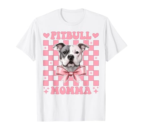Pitbull Momma Pitbull Mama Mama Hund Muttertag Kokette Schleife T-Shirt Pitbull Momma Pitbull Mama Mama Hund Muttertag Kokette Schleife T-Shirt von Womens Pink Coquette Bow Pitbull Dog Gifts