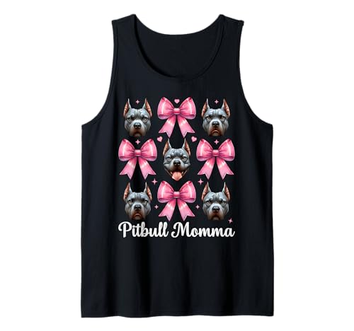 Pitbull Momma Pitbull Mama Mama Hund Muttertag Kokette Schleife Tank Top von Womens Pink Coquette Bow Pitbull Dog Gifts