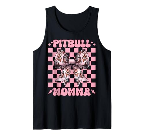 Pitbull Momma Pitbull Mama Mama Hund Muttertag Kokette Schleife Tank Top von Womens Pink Coquette Bow Pitbull Dog Gifts