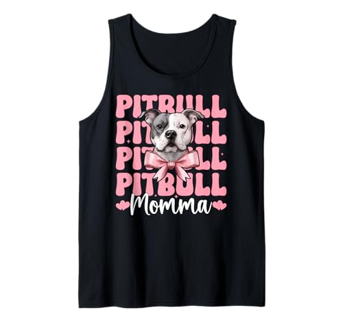 Pitbull Momma Pitbull Mama Mama Hund Muttertag Kokette Schleife Tank Top von Womens Pink Coquette Bow Pitbull Dog Gifts