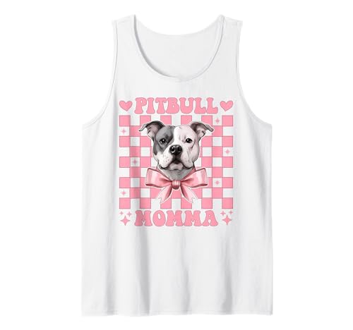 Pitbull Momma Pitbull Mama Mama Hund Muttertag Kokette Schleife Tank Top von Womens Pink Coquette Bow Pitbull Dog Gifts