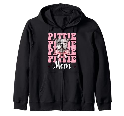 Pittie Mom Pitbull Mom Mama Hund Muttertag Kokette Schleife Kapuzenjacke von Womens Pink Coquette Bow Pitbull Dog Gifts