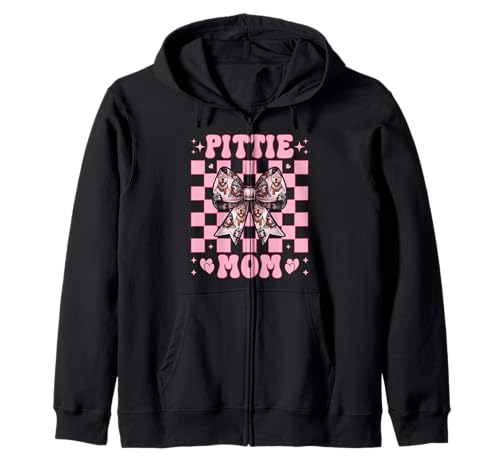 Pittie Mom Pitbull Mom Mama Hund Muttertag Kokette Schleife Kapuzenjacke Pittie Mom Pitbull Mom Mama Hund Muttertag Kokette Schleife Kapuzenjacke von Womens Pink Coquette Bow Pitbull Dog Gifts