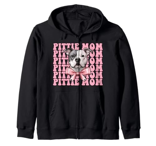 Pittie Mom Pitbull Mom Mama Hund Muttertag Kokette Schleife Kapuzenjacke Pittie Mom Pitbull Mom Mama Hund Muttertag Kokette Schleife Kapuzenjacke von Womens Pink Coquette Bow Pitbull Dog Gifts