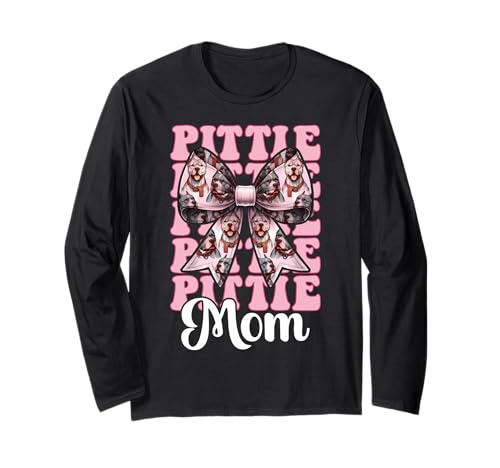 Pittie Mom Pitbull Mom Mama Hund Muttertag Kokette Schleife Langarmshirt von Womens Pink Coquette Bow Pitbull Dog Gifts